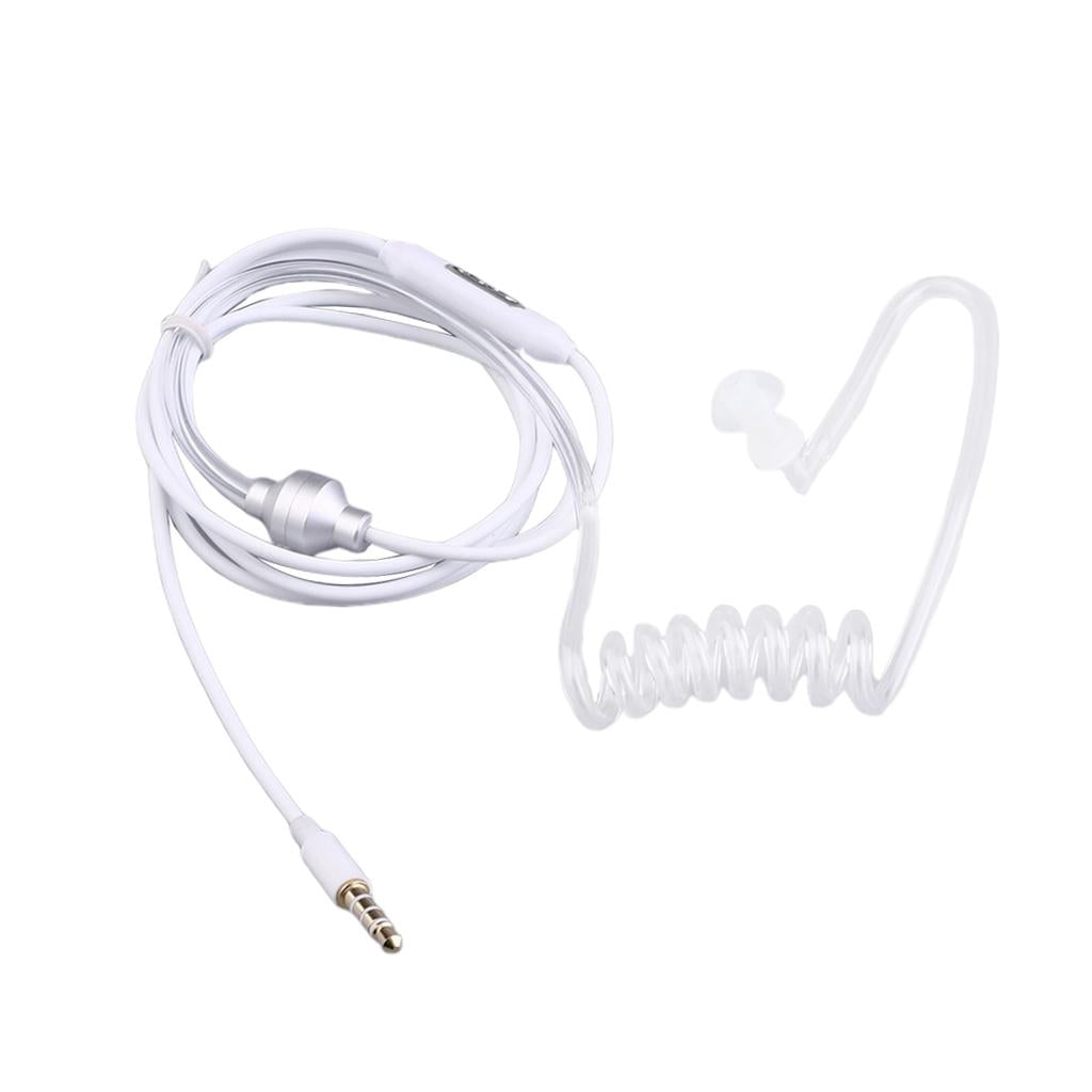 Anti-Radiation Spiral Air Tube Earphone Headphone Headset White/Black White