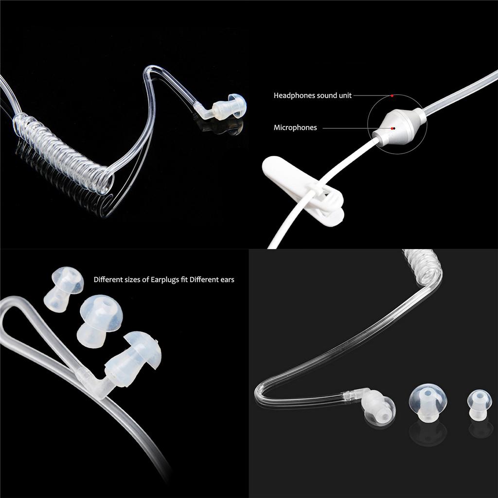 Anti-Radiation Spiral Air Tube Earphone Headphone Headset White/Black White