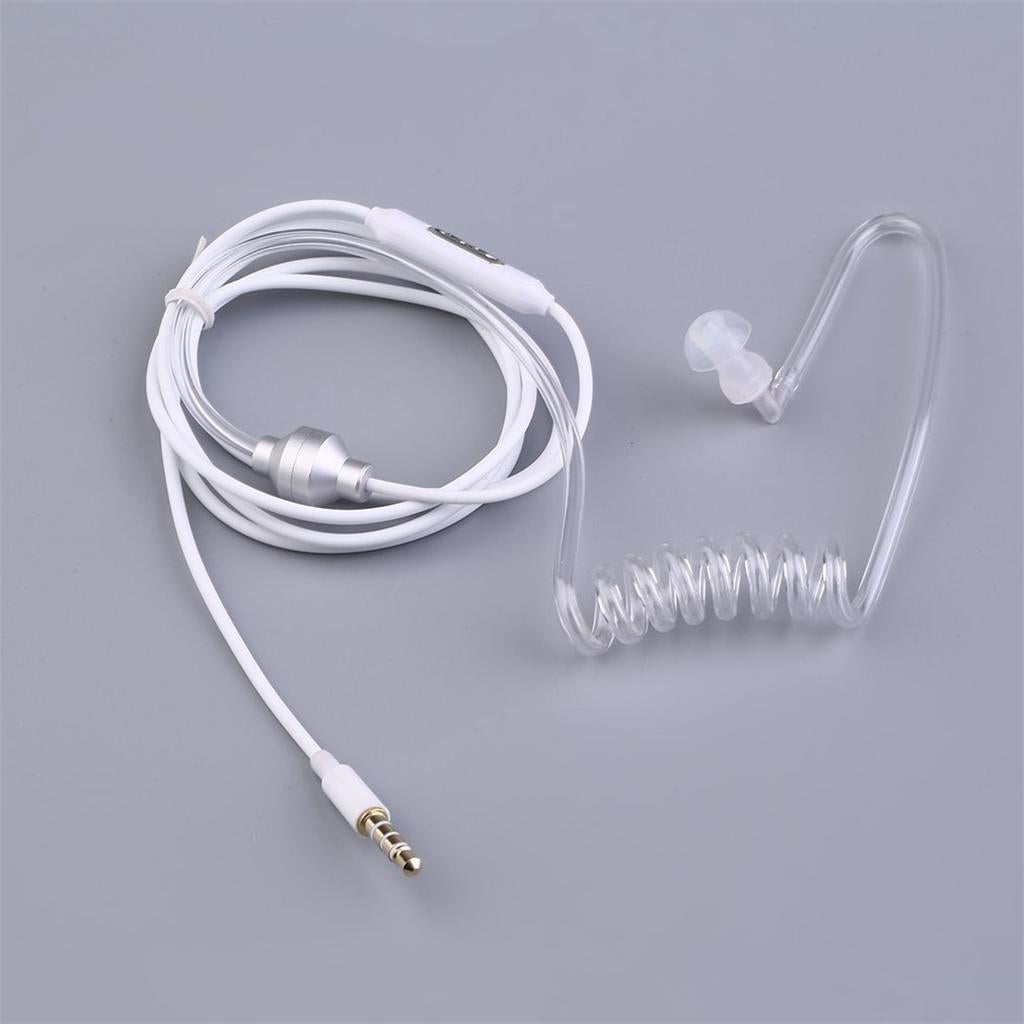 Anti-Radiation Spiral Air Tube Earphone Headphone Headset White/Black White