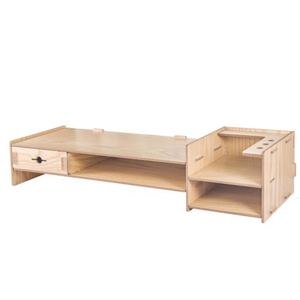 Monitor Stand Riser with Storage Organizer Drawers Bamboo