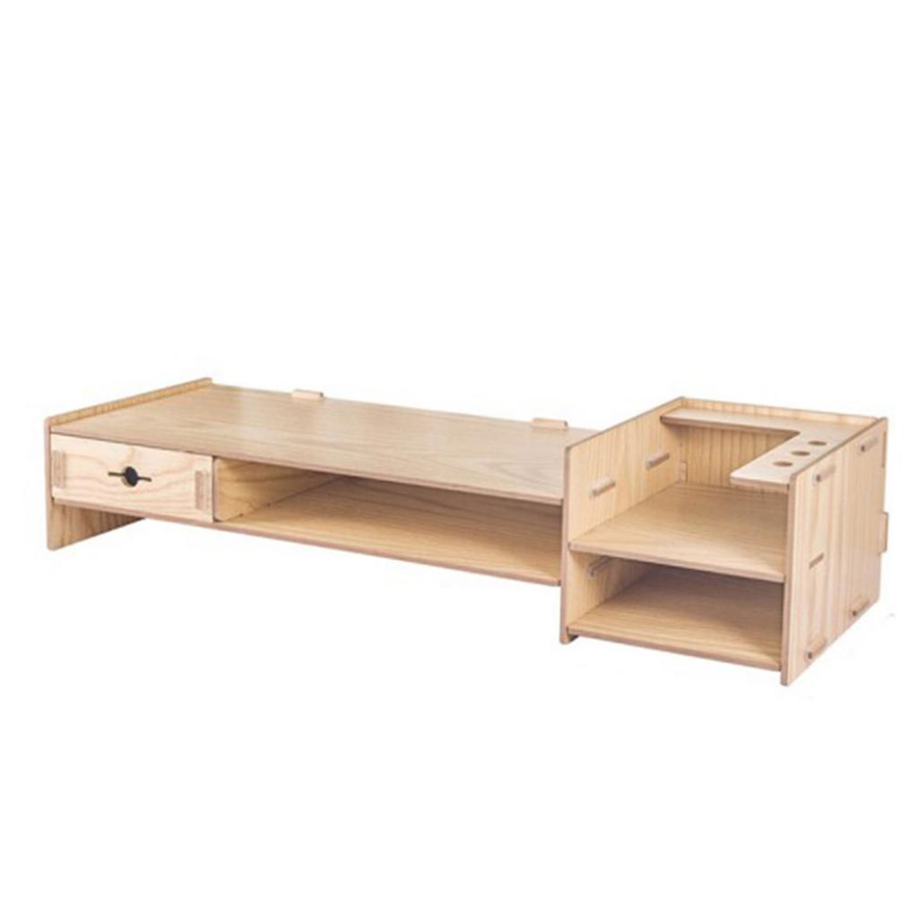 Monitor Stand Riser with Storage Organizer Drawers Bamboo