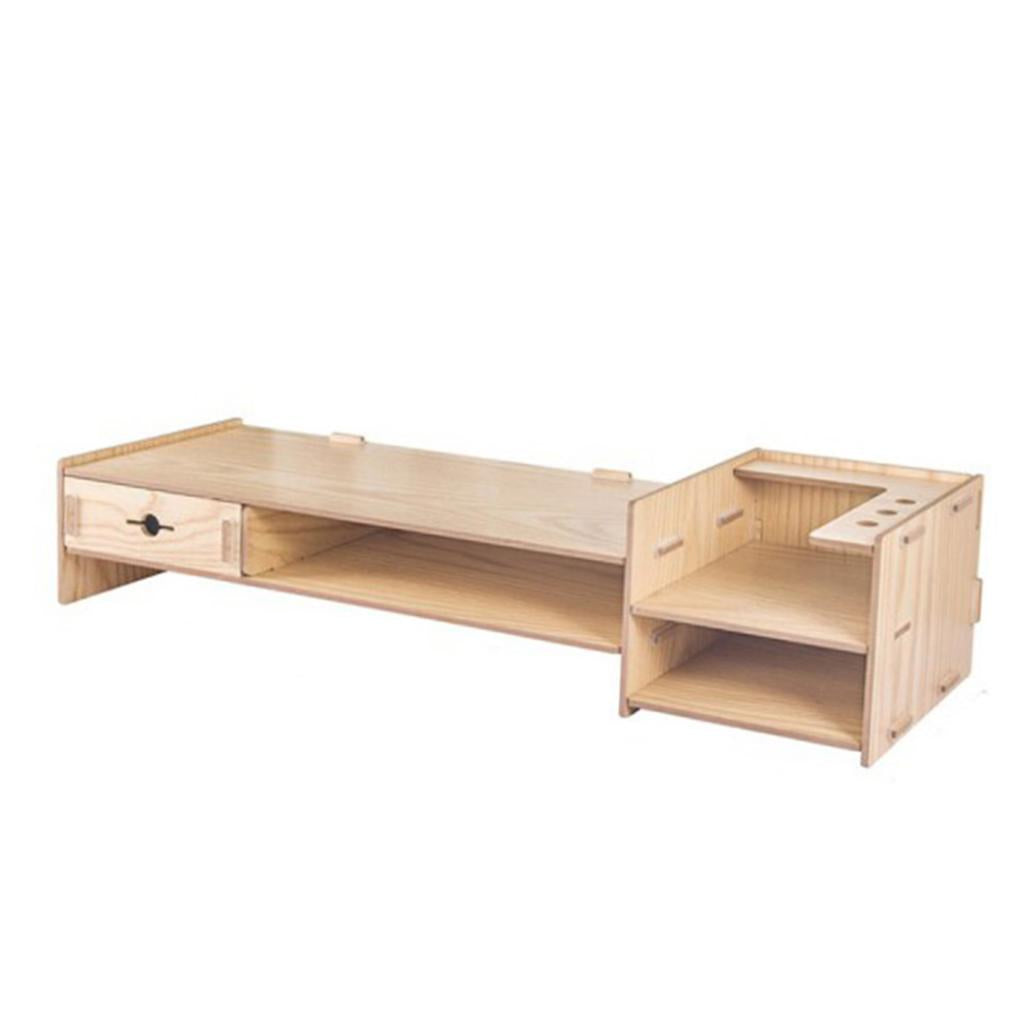 Monitor Stand Riser with Storage Organizer Drawers Bamboo