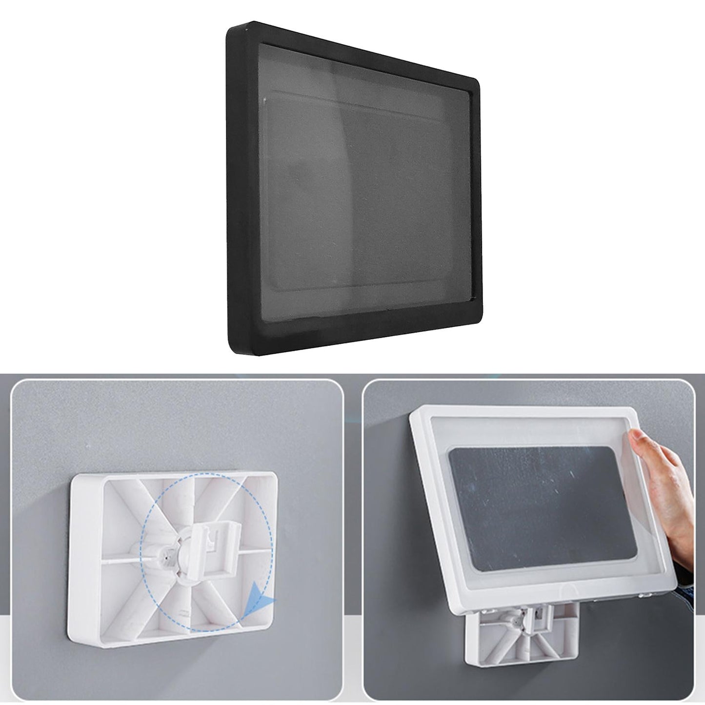 Waterproof Phone Case Wall Mounted Shower Phone Holder Black Rotate