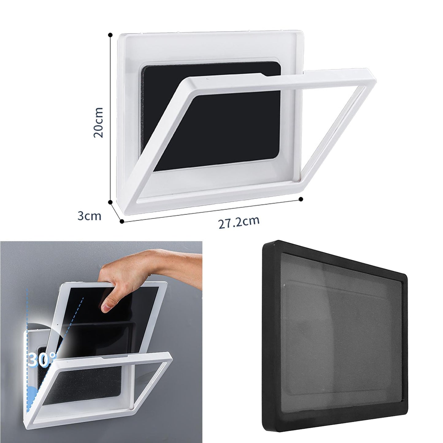 Waterproof Phone Case Wall Mounted Shower Phone Holder Black Rotate