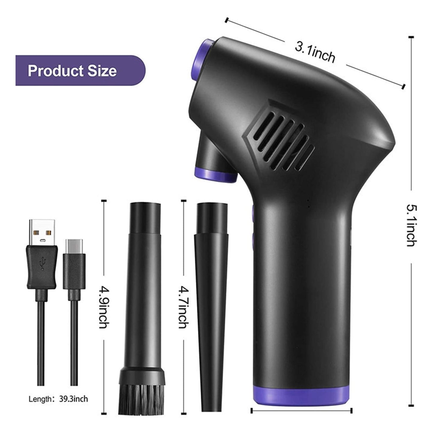 60W Electric Cordless Air Duster for 45000RPM Fast Charging Air Blower