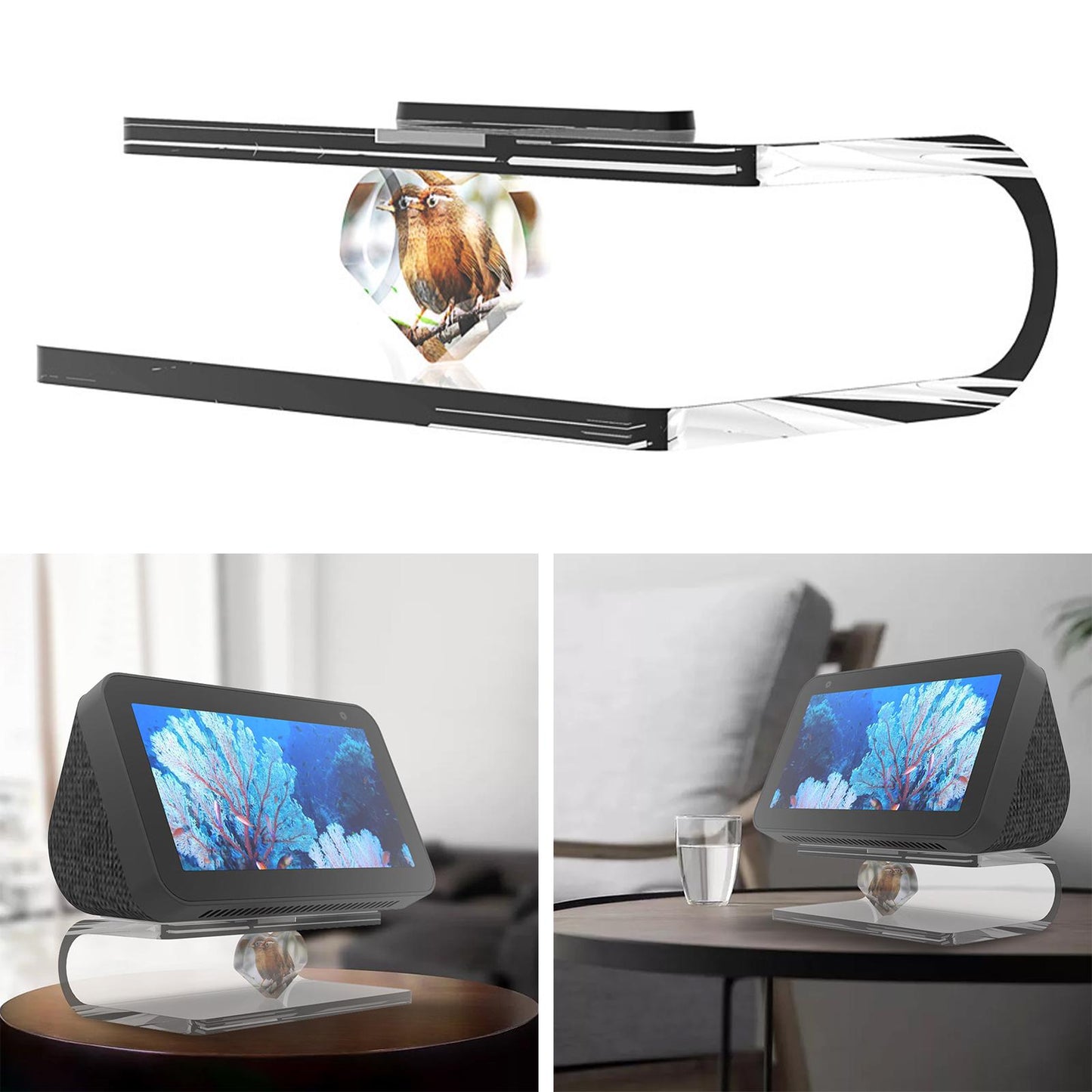 Transparent Speaker Stand Mount Magnetic Base Riser Mini for Echo Show 5