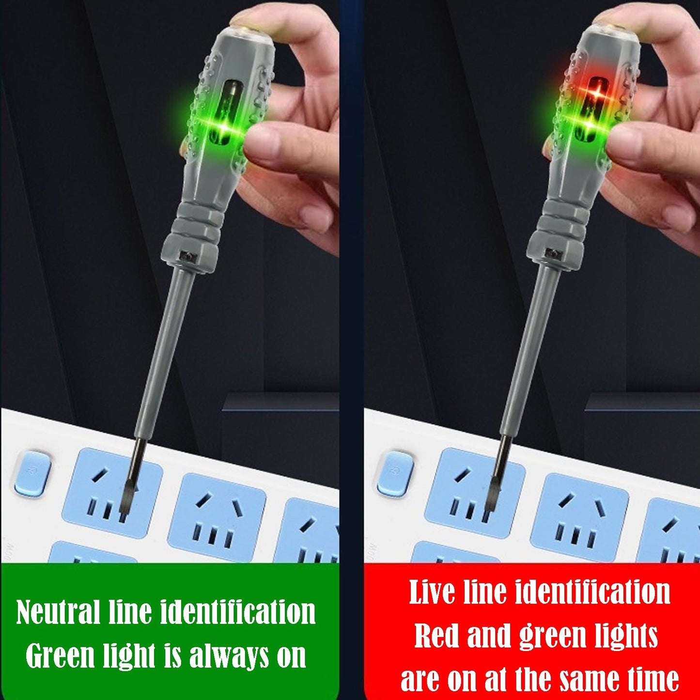 2 PCS Electrician special intelligent induction test pen to test leakage voltage LED display alarm car test pen- Slot head & Cross Head