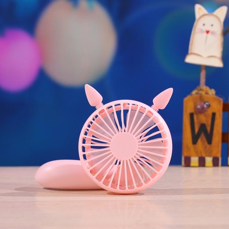Portable Outdoor Handheld USB Charging Cartoon Squirrel Shape Mute Cooling Fan 3 Speeds (Pink)