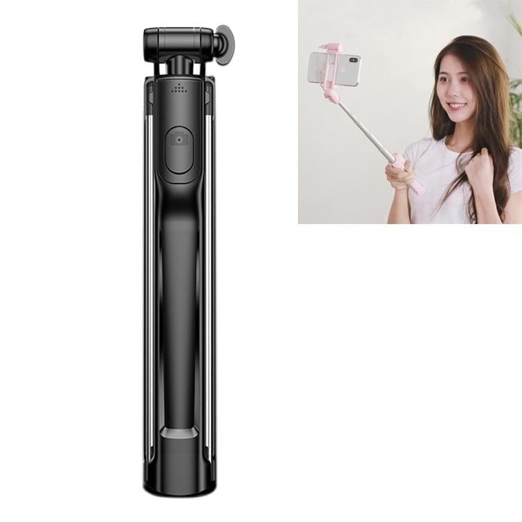 CYKE A19 Multifunction One-piece Wireless Bluetooth Selfie Stick with Single Fill light & Tripod & Remote Control, Maximum Stretching Length: 110cm (Black)