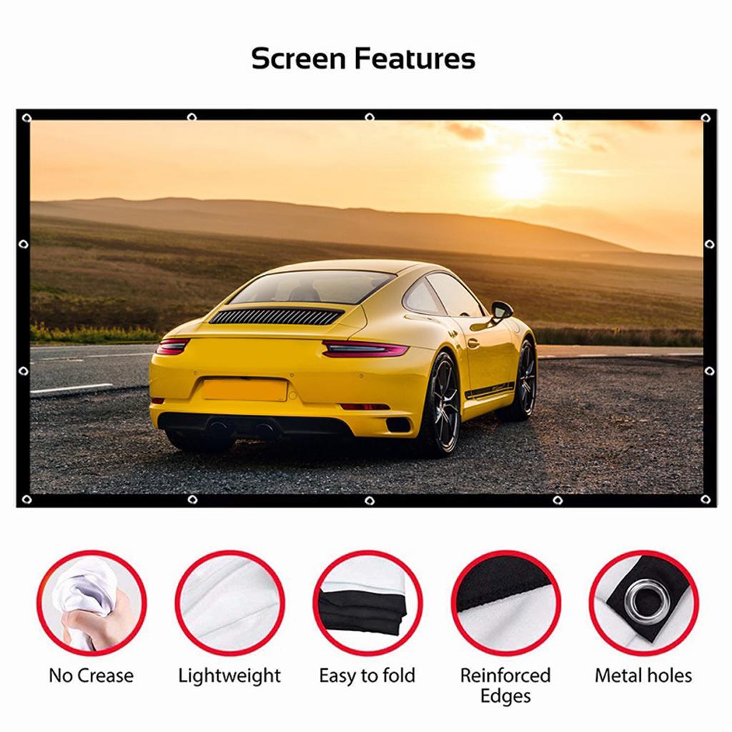 16:9 Foldable Projection Screen HD Home Cinema Projector Cloth 72inch
