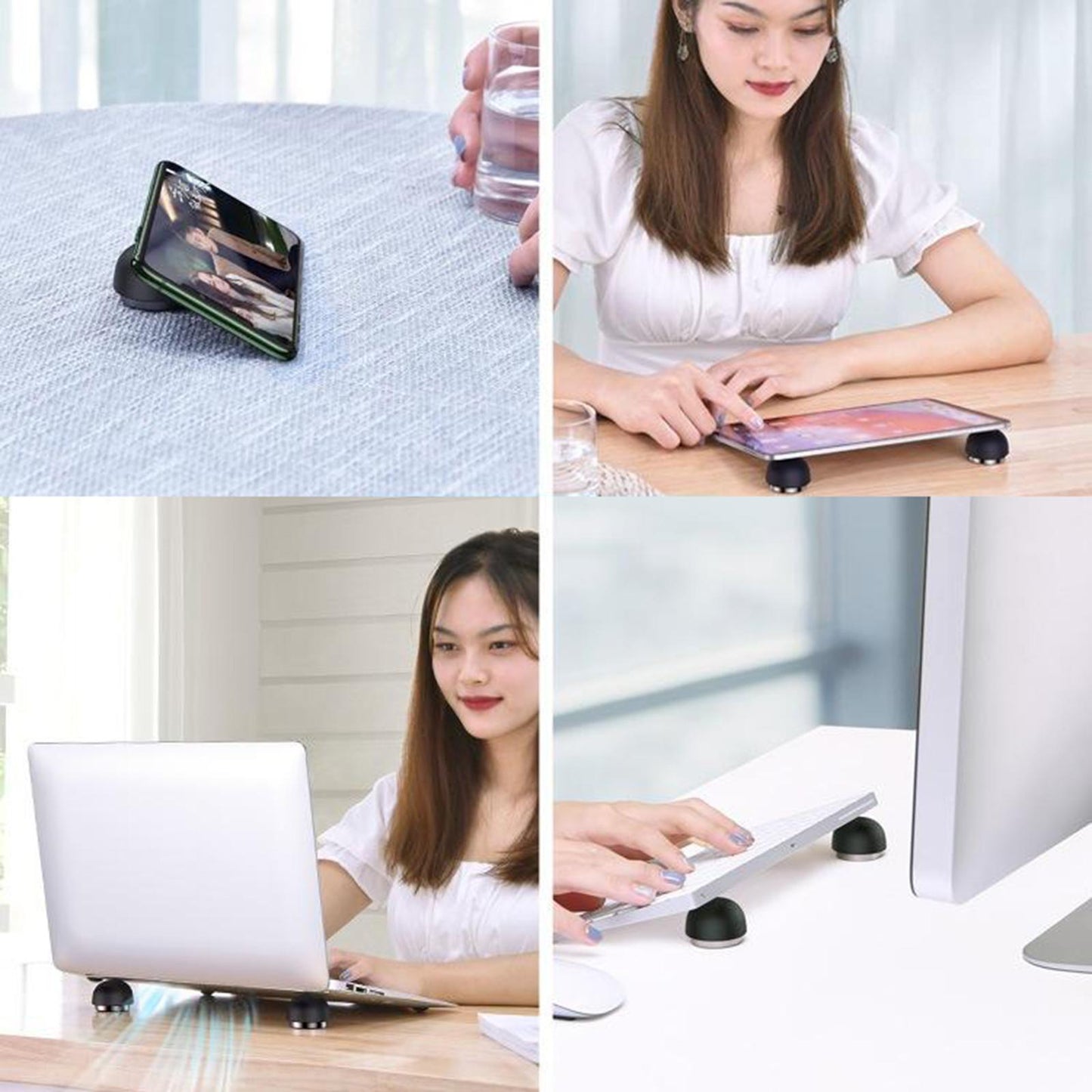 2x Magnetic Ball Laptop Stand Portable Cooling Pad Laptop Elevator Black