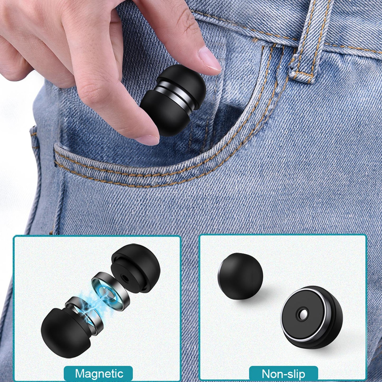 2x Magnetic Ball Laptop Stand Portable Cooling Pad Laptop Elevator Black