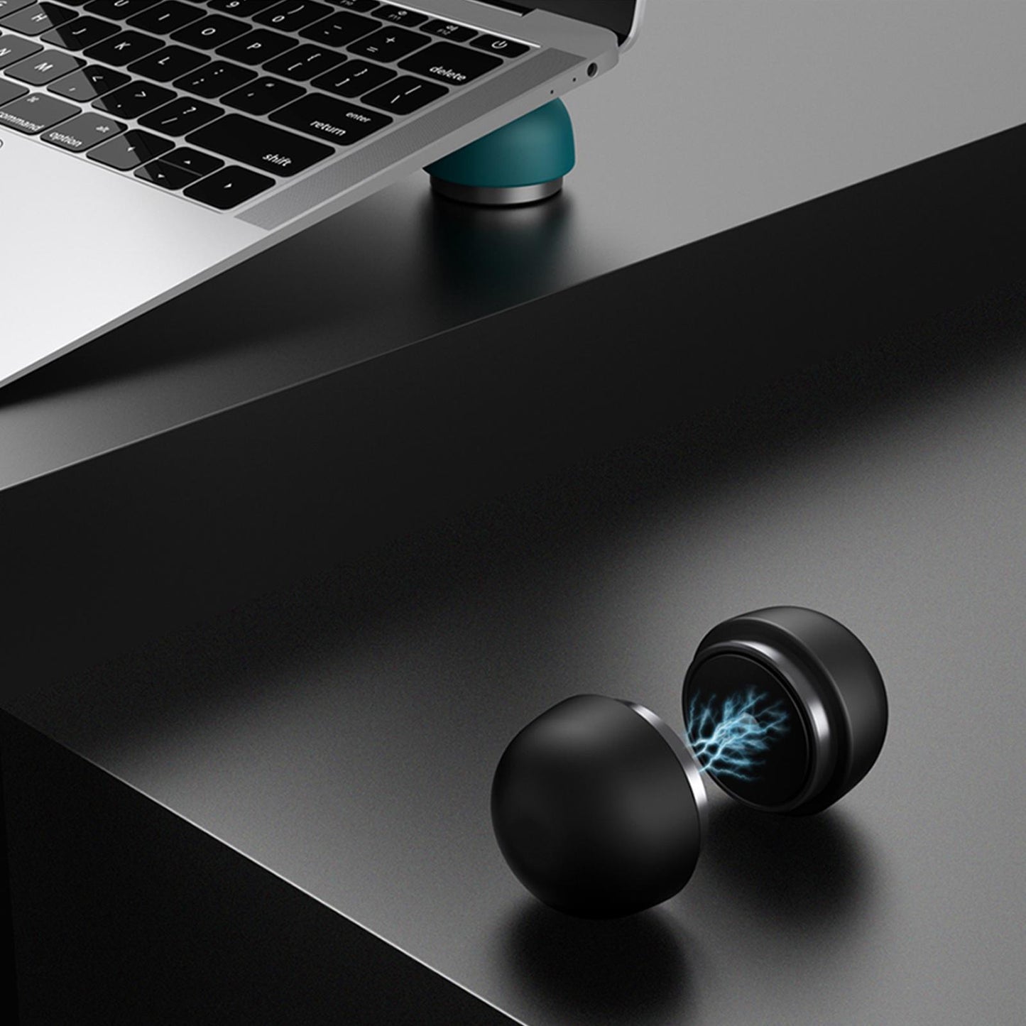 2x Magnetic Ball Laptop Stand Portable Cooling Pad Laptop Elevator Black