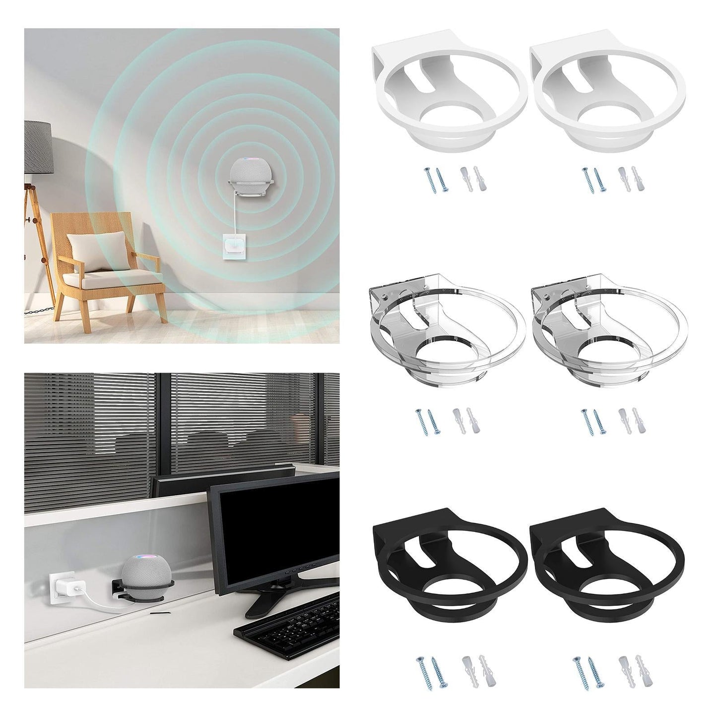 Acrylic Office Speaker Wall Mount Stand Holder for Wall Hanging Wall Stand clear