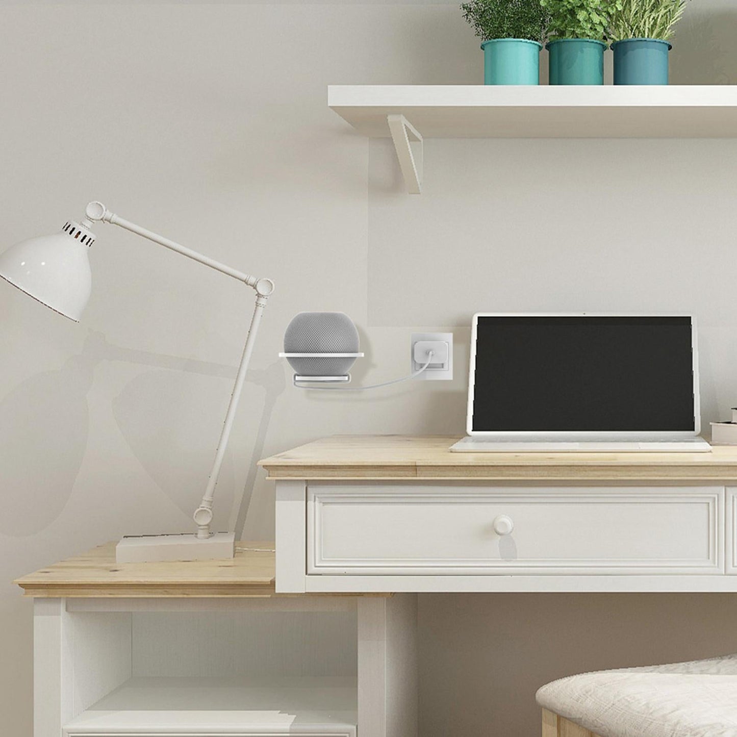 Acrylic Office Speaker Wall Mount Stand Holder for Wall Hanging Wall Stand white