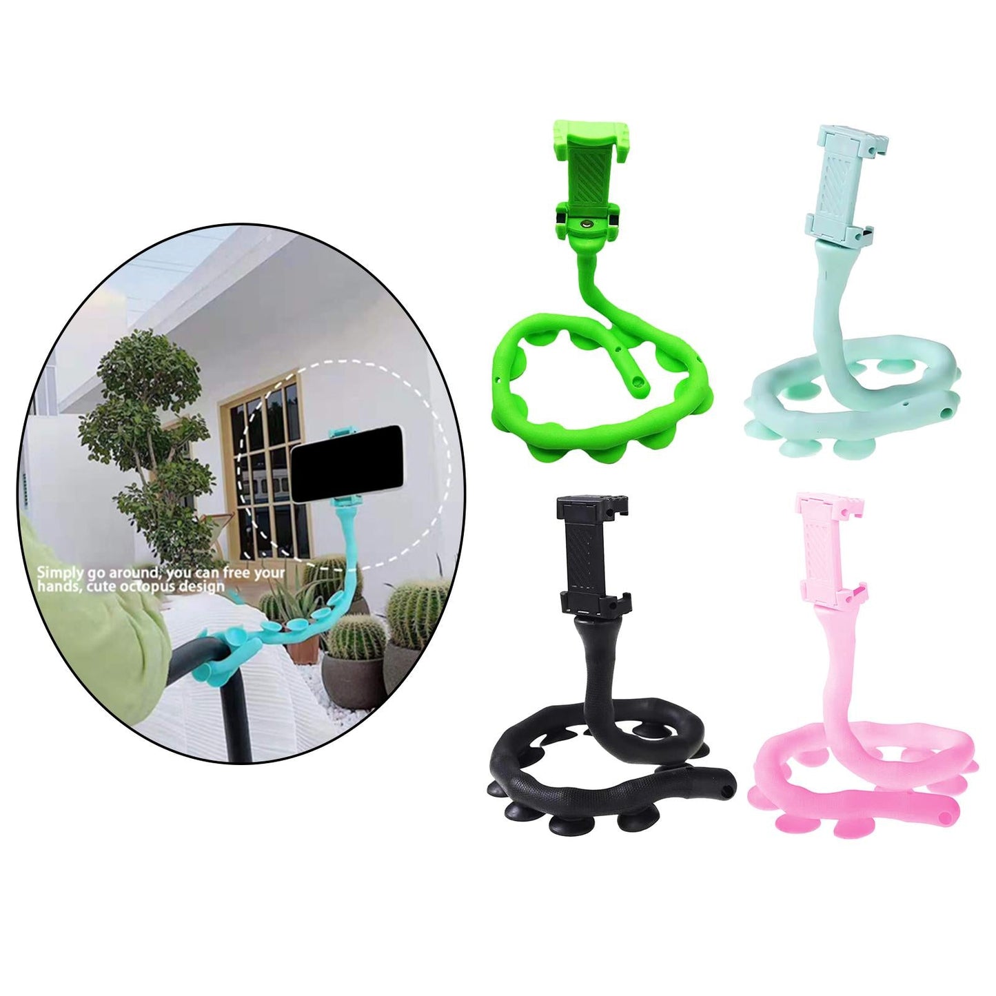 Cute Caterpillar Mobile Phone Holder Worm Flexible Phone Suction Cup Black
