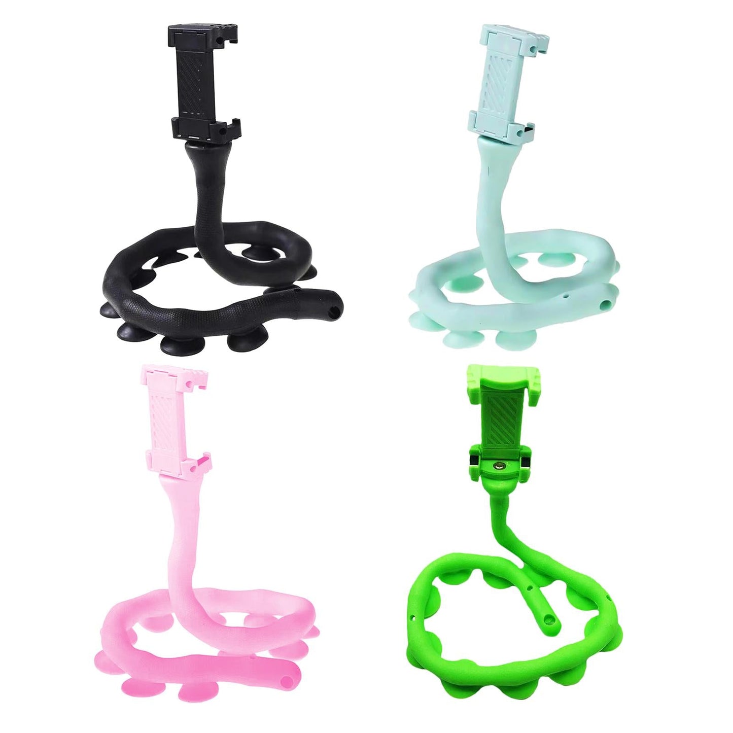 Cute Caterpillar Mobile Phone Holder Worm Flexible Phone Suction Cup Black