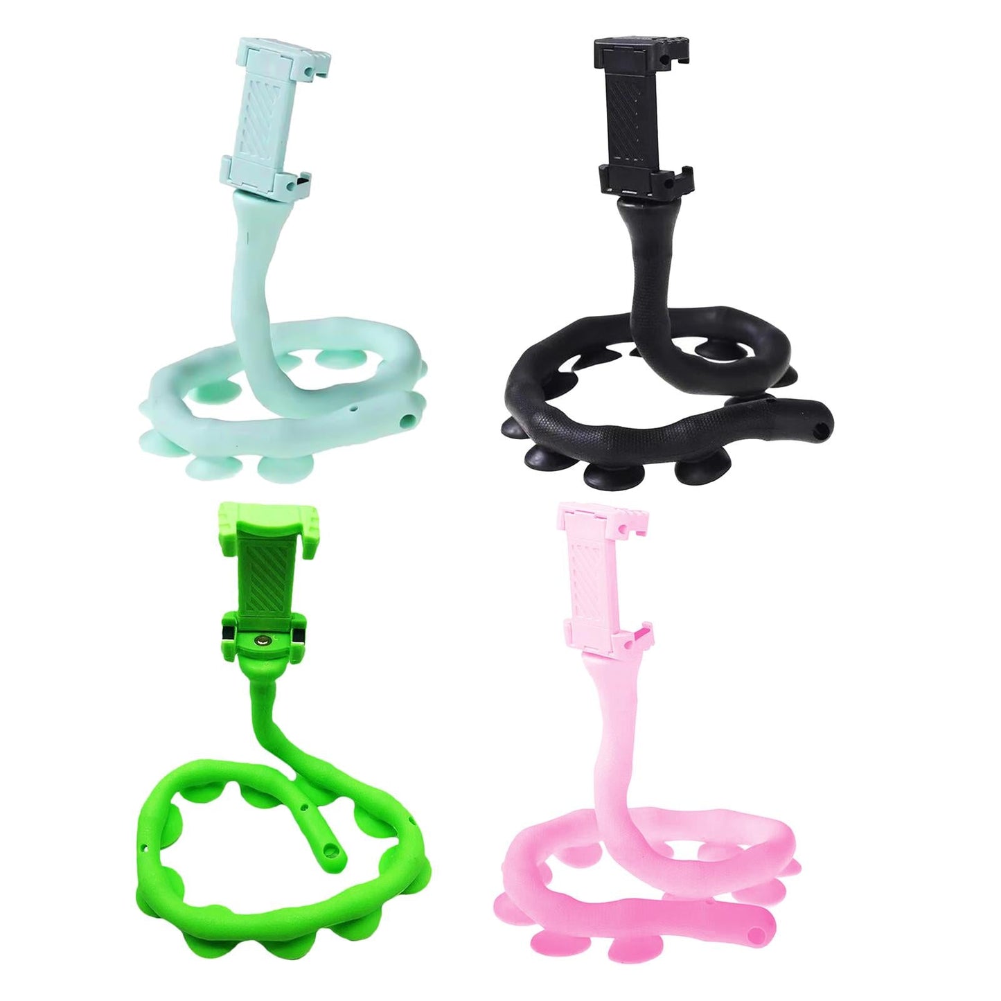 Cute Caterpillar Mobile Phone Holder Worm Flexible Phone Suction Cup Black