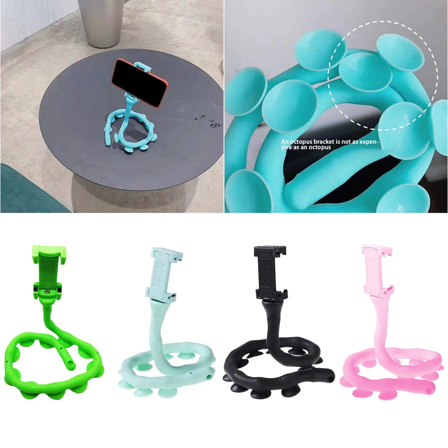 Cute Caterpillar Mobile Phone Holder Worm Flexible Phone Suction Cup Black