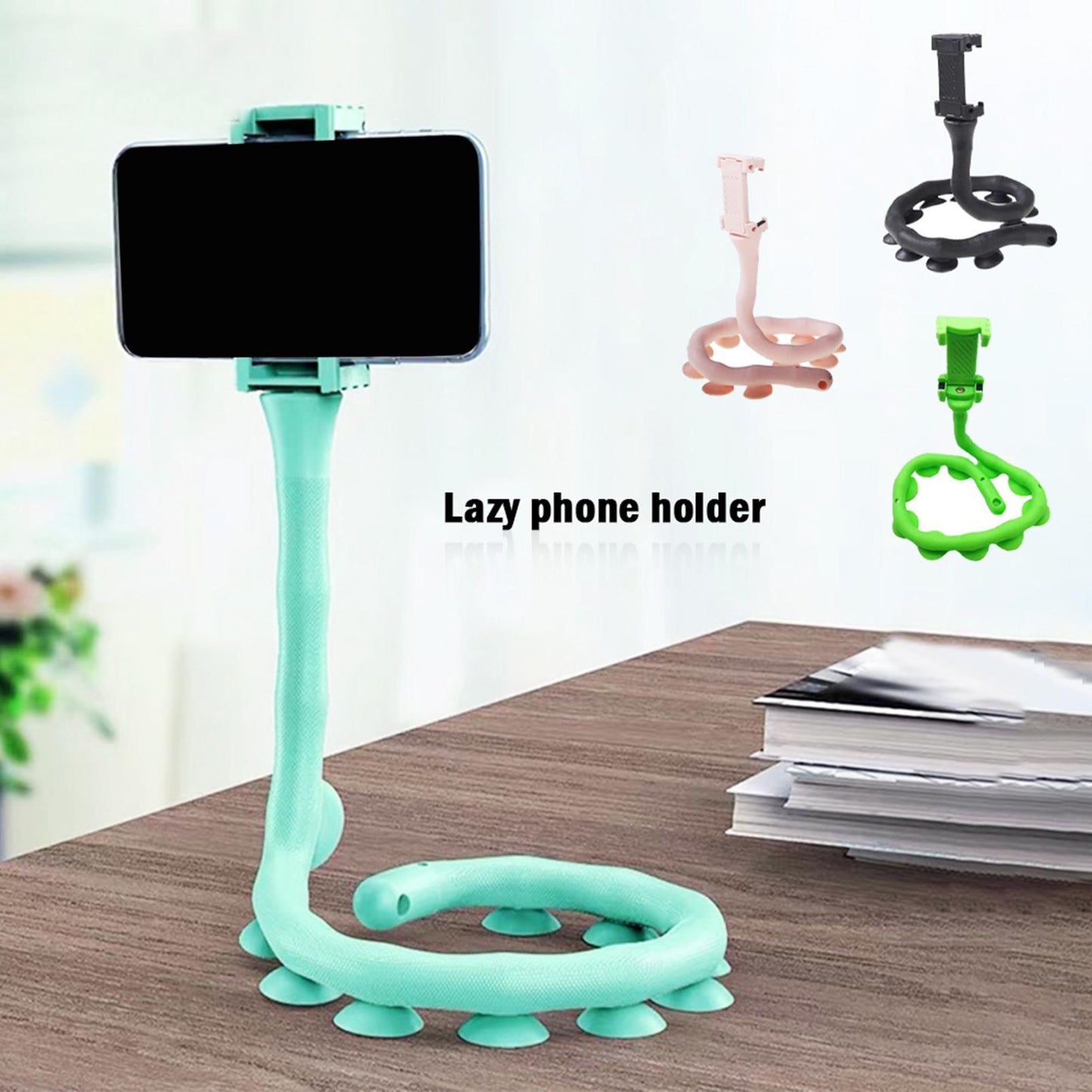 Cute Caterpillar Mobile Phone Holder Worm Flexible Phone Suction Cup Blue