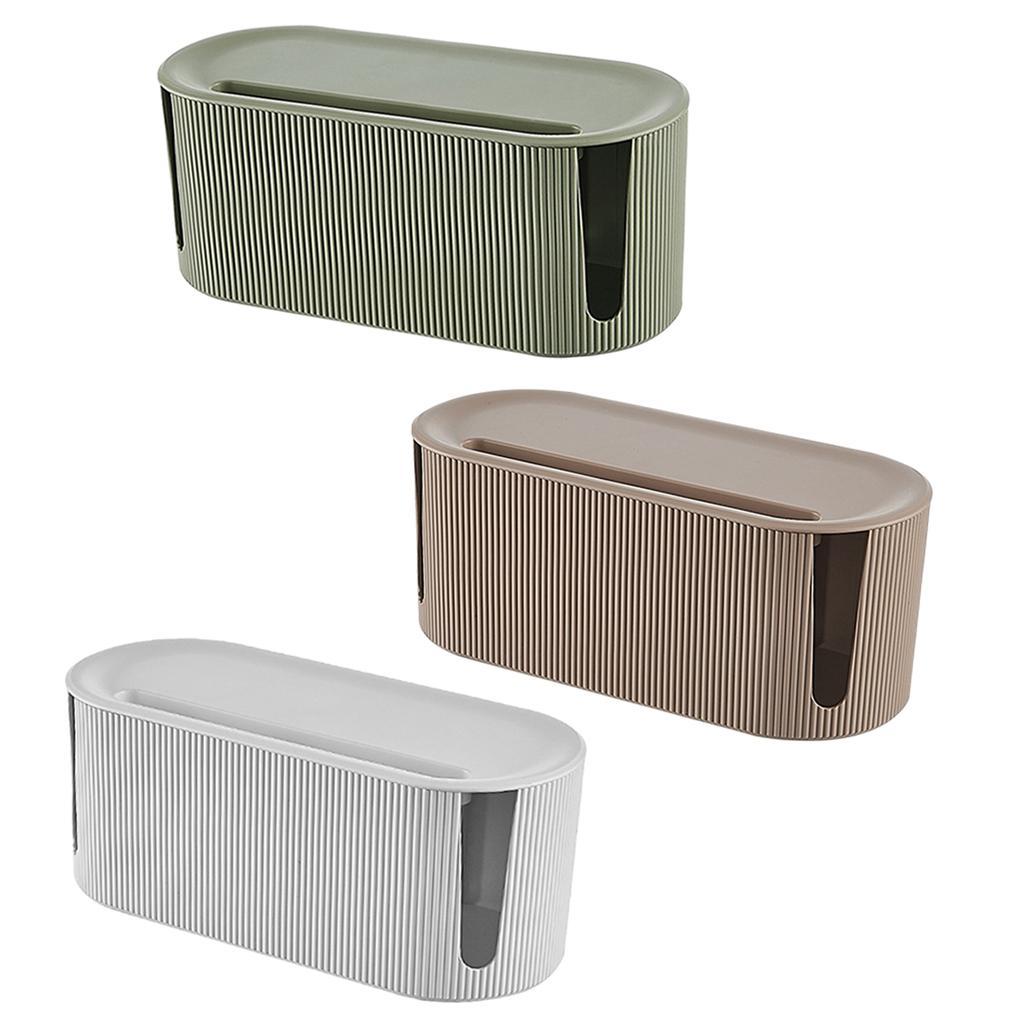Cable Management Box Safety Dustproof with Cover for Plug Socket Desktop green