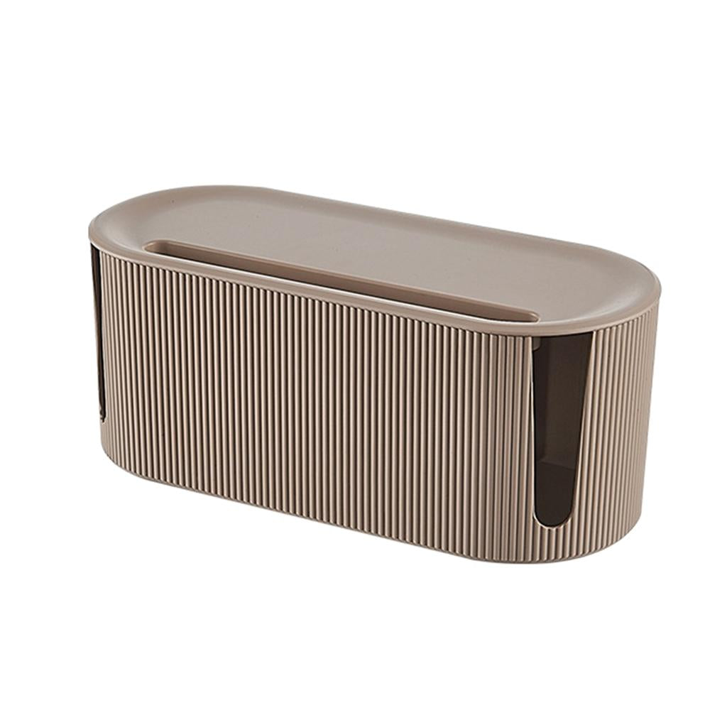 Cable Management Box Safety Dustproof with Cover for Plug Socket Desktop brown