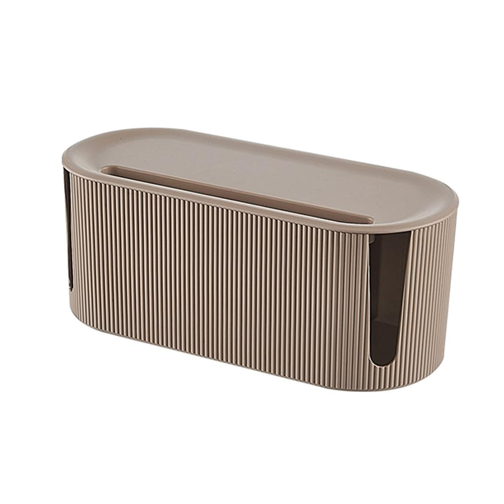 Cable Management Box Safety Dustproof with Cover for Plug Socket Desktop brown