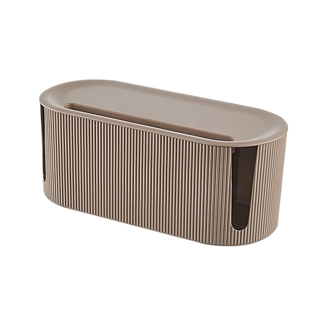 Cable Management Box Safety Dustproof with Cover for Plug Socket Desktop brown