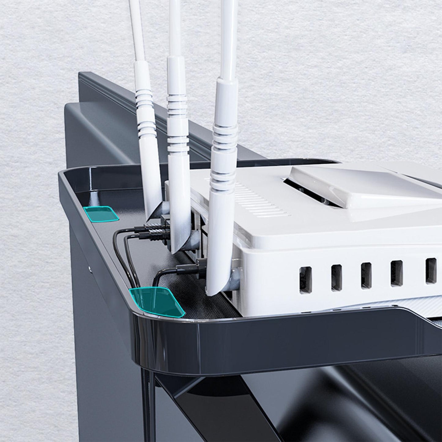 Wireless Router Storage Box Shelf Support Rack Organizer for Home Office Black