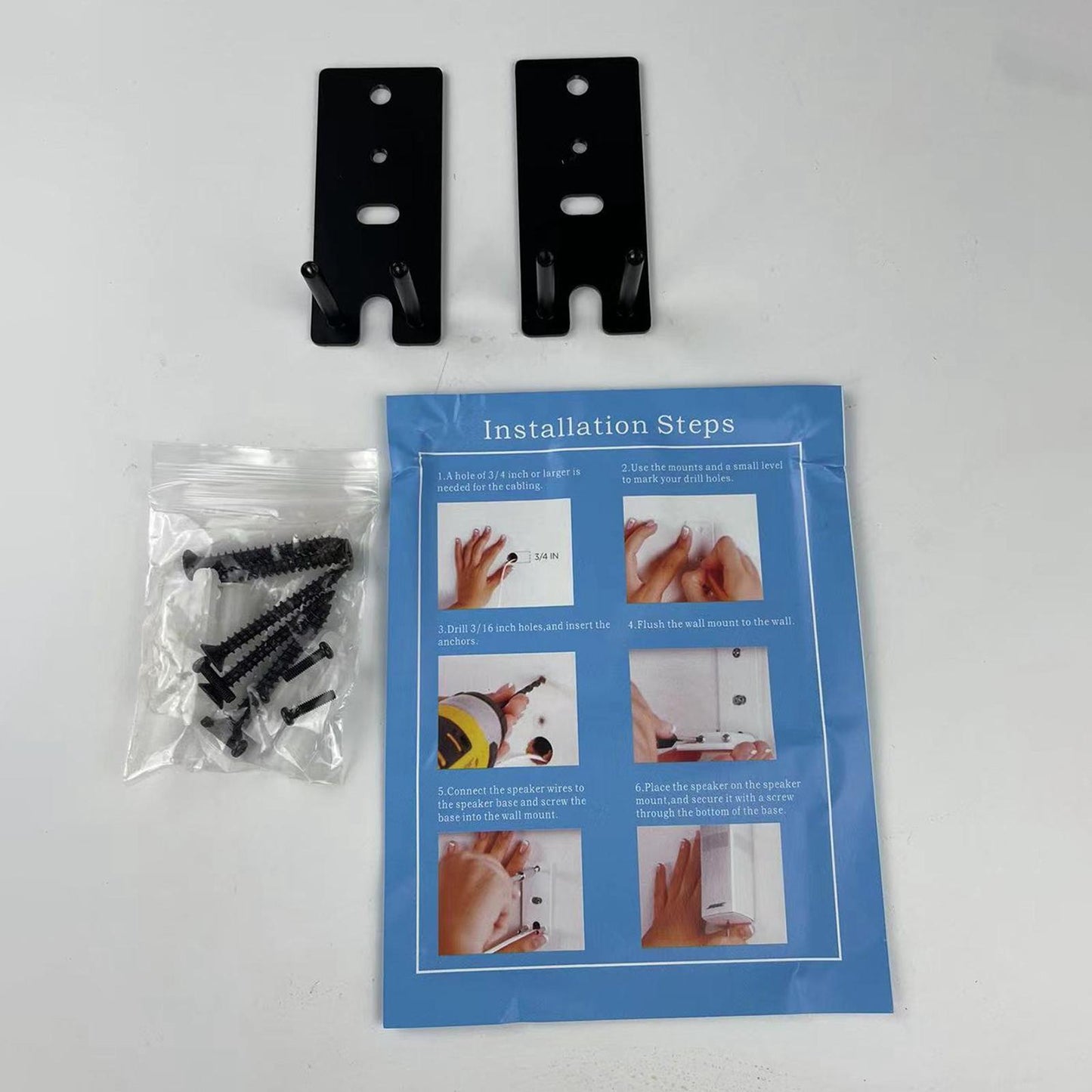 2Pcs Speaker Wall Mounts Universal Replacement Durable for Surround Speakers Black