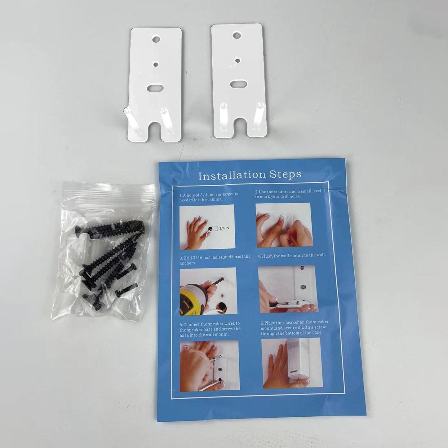 2Pcs Speaker Wall Mounts Universal Replacement Durable for Surround Speakers White