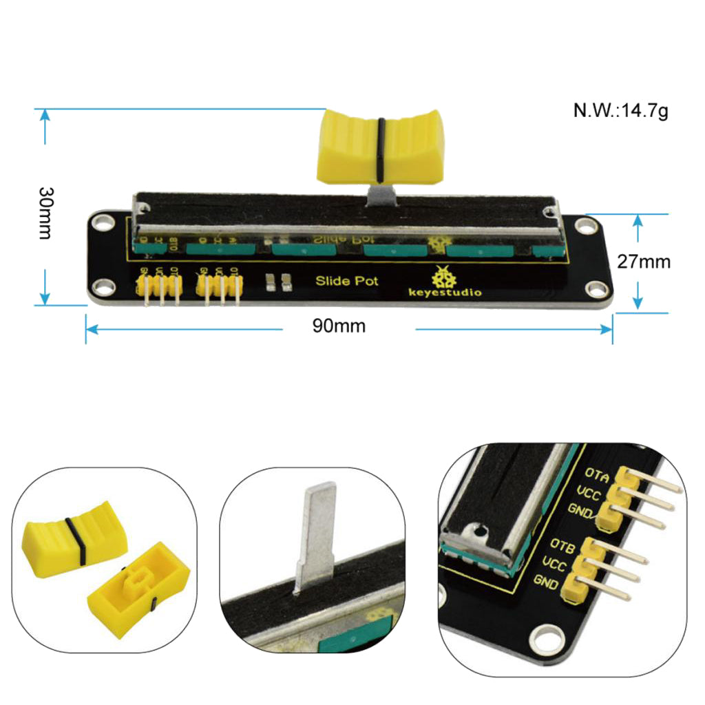 Slide Potentiometer Module 3.3V - 5V 10K Dual Analog Output for Arduino