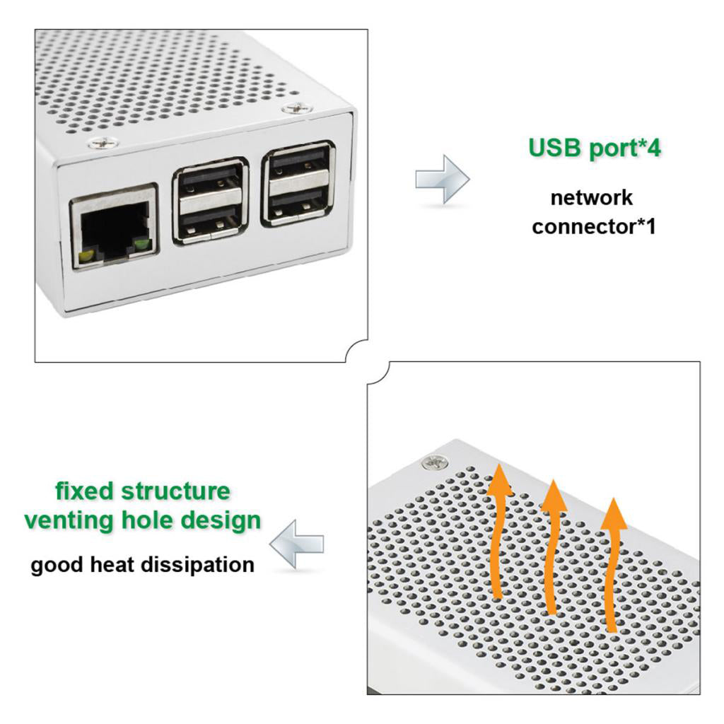 Raspberry Pi 3 Case Aluminum Protective Box Metal Enclosure for Pi 3, 2, B+