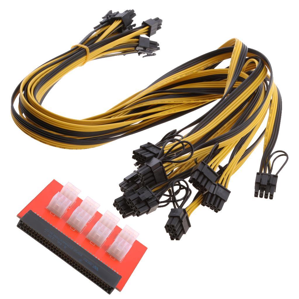 1200w750w Power Supply Breakout Adapter Board + 10 Cables 6Pin To (6+2)Pin