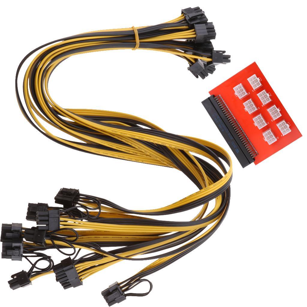 1200w750w Power Supply Breakout Adapter Board + 10 Cables 6Pin To (6+2)Pin