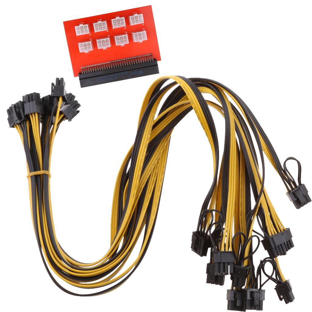 1200w750w Power Supply Breakout Adapter Board + 10 Cables 6Pin To (6+2)Pin