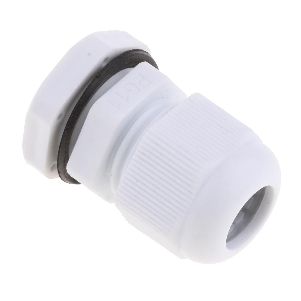 10Pcs Waterproof IP68 Nylon Cable Gland Joints White Cord Connector PG 11