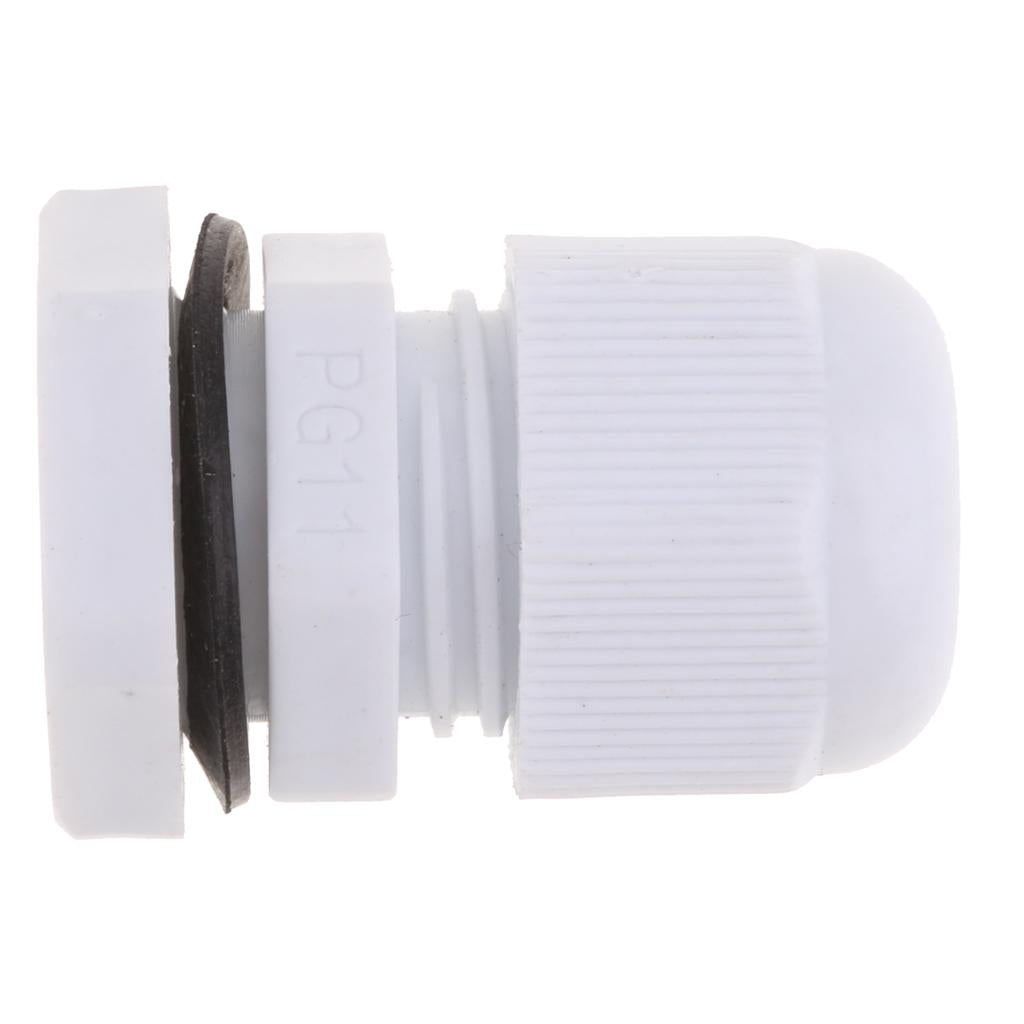 10Pcs Waterproof IP68 Nylon Cable Gland Joints White Cord Connector PG 11