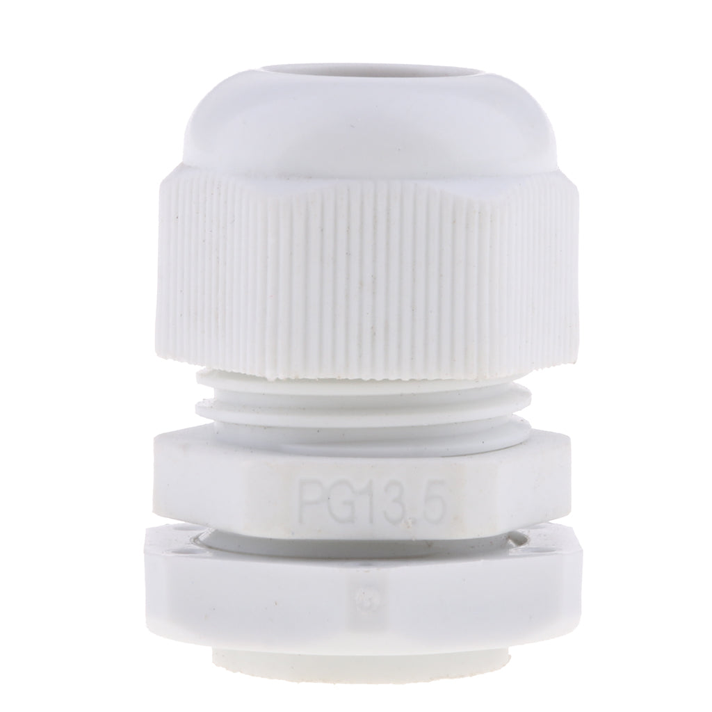 10Pcs Waterproof IP68 Nylon Cable Gland Joints White Cord Connector PG 13.5
