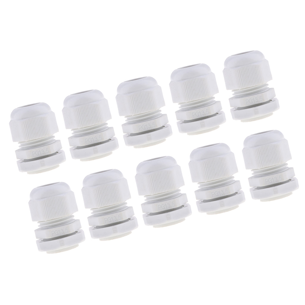 10Pcs Waterproof IP68 Nylon Cable Gland Joints White Cord Connector PG 16