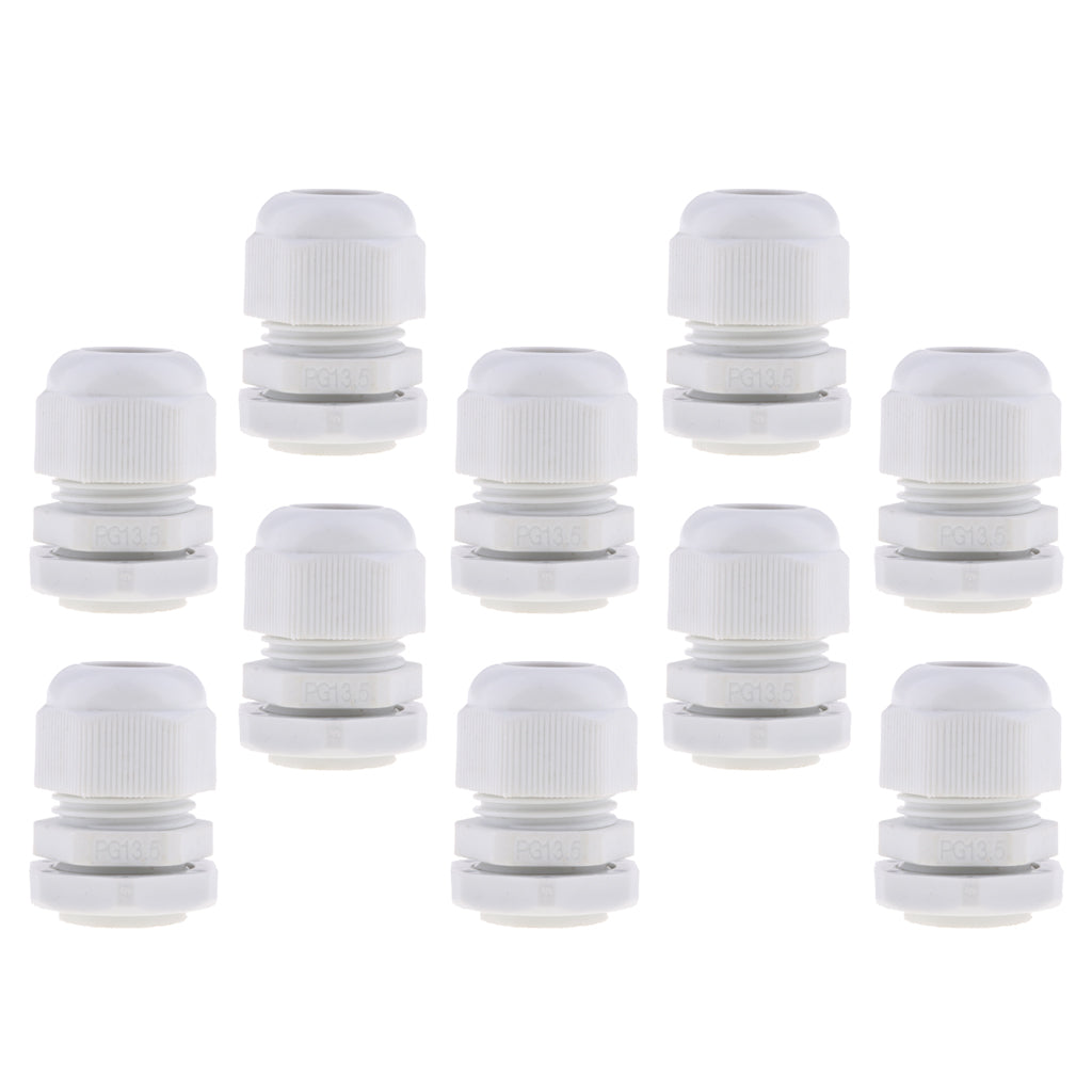 10Pcs Waterproof IP68 Nylon Cable Gland Joints White Cord Connector PG 16