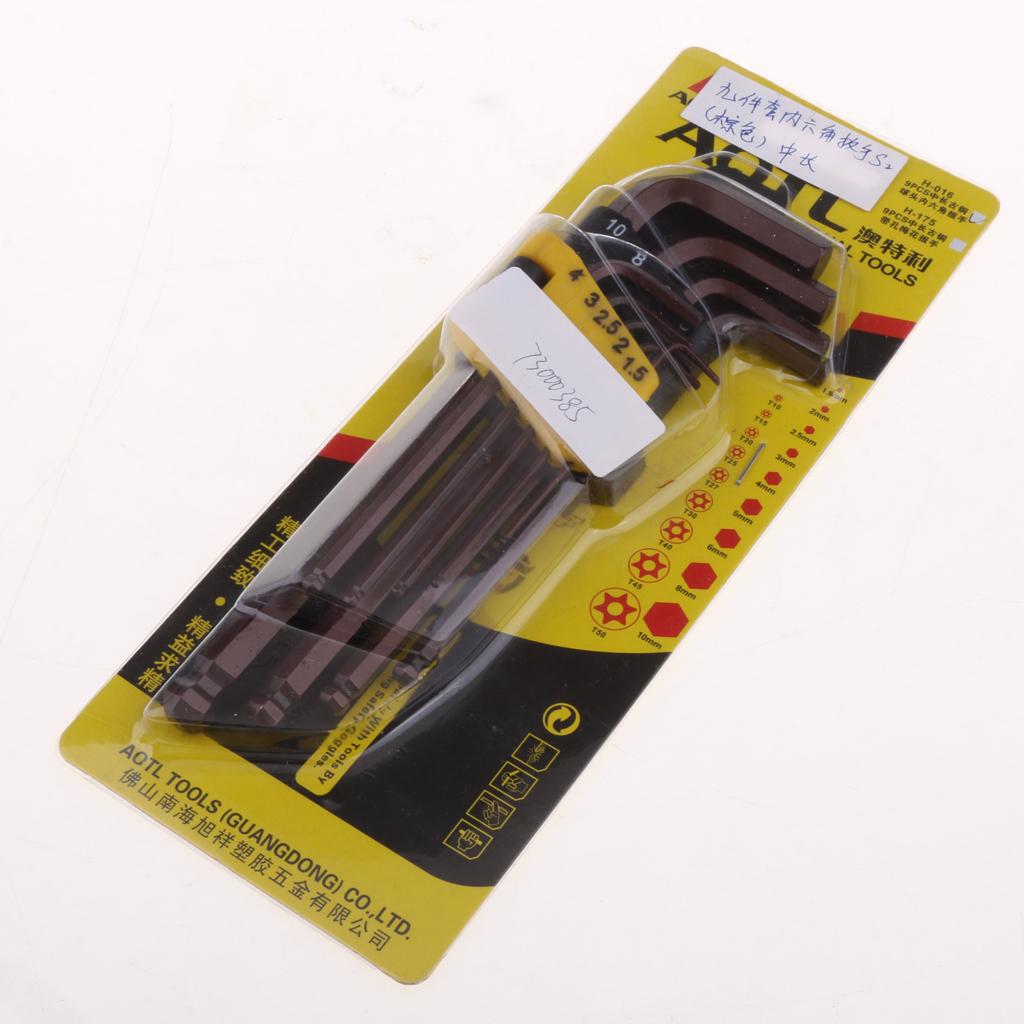 9Pcs Metric Ball End Allen Key Hex Wrench 1.5, 2, 2.5, 3, 4, 5, 6, 8, 10mm