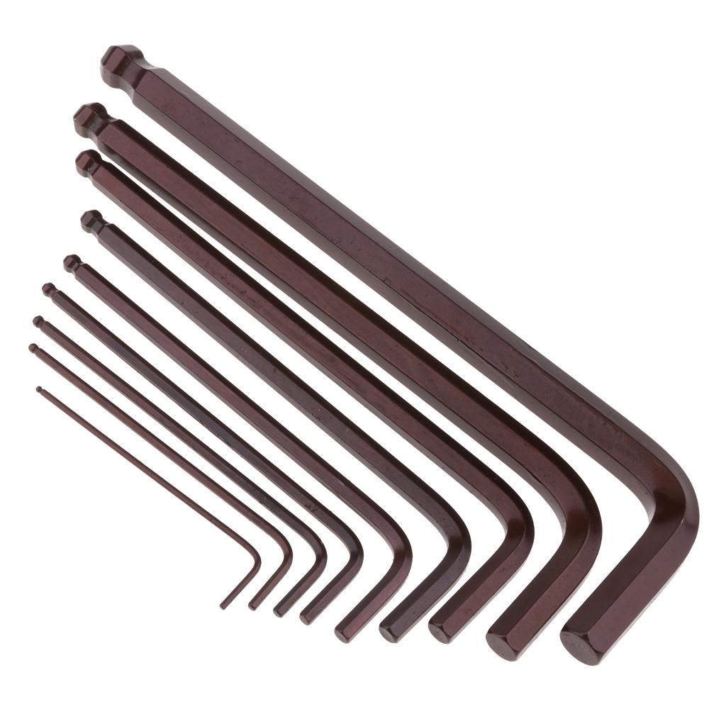 9Pcs Metric Ball End Allen Key Hex Wrench 1.5, 2, 2.5, 3, 4, 5, 6, 8, 10mm