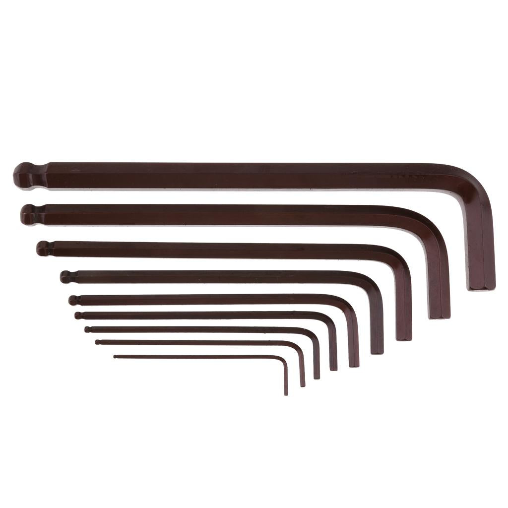 9Pcs Metric Ball End Allen Key Hex Wrench 1.5, 2, 2.5, 3, 4, 5, 6, 8, 10mm