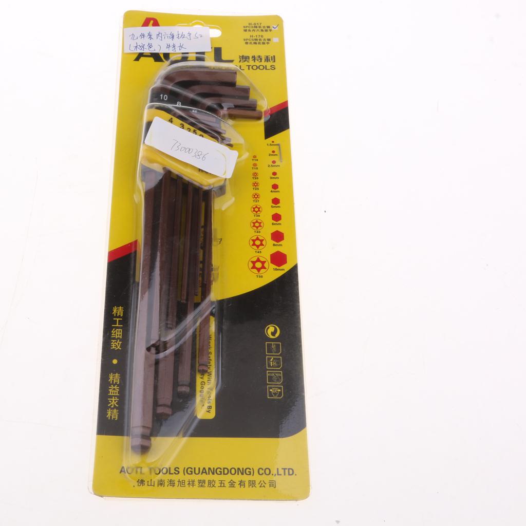 9Pcs Long Arm Metric Ball End Hex Key Wrench Set Hexagon Wrench / L-Wrench