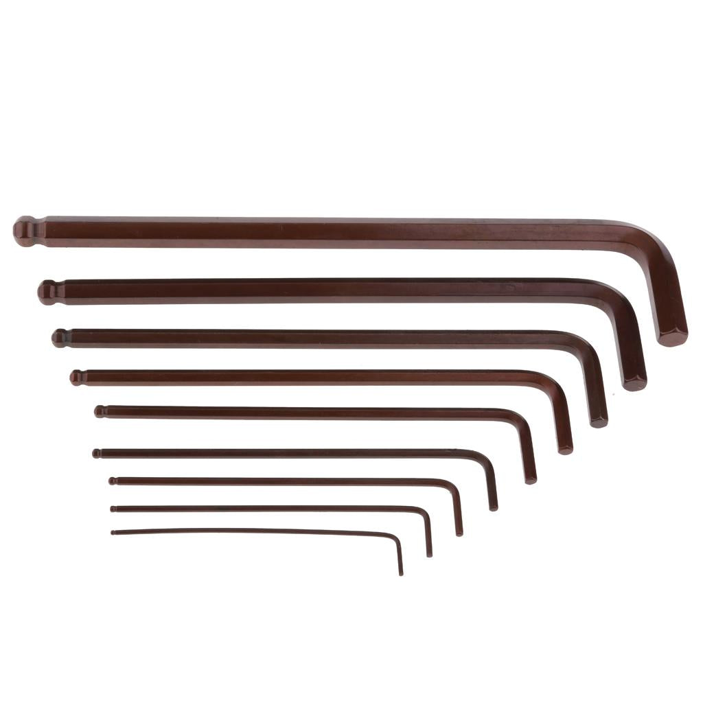 9Pcs Long Arm Metric Ball End Hex Key Wrench Set Hexagon Wrench / L-Wrench