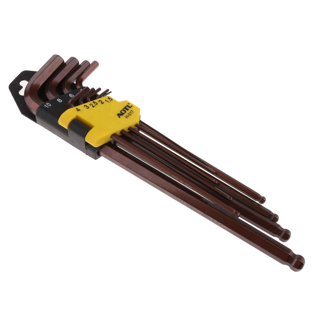 9Pcs Long Arm Metric Ball End Hex Key Wrench Set Hexagon Wrench / L-Wrench