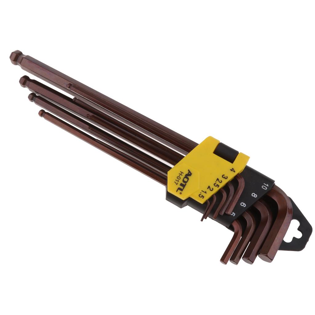 9Pcs Long Arm Metric Ball End Hex Key Wrench Set Hexagon Wrench / L-Wrench