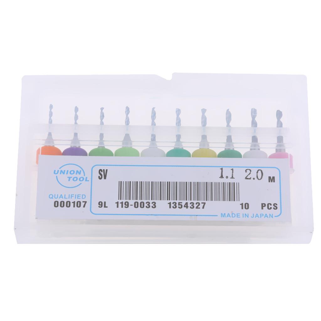 10Pc PCB CNC Print Circuit Board Carbide Micro Drill Bits Set 1.1-2mm DC02