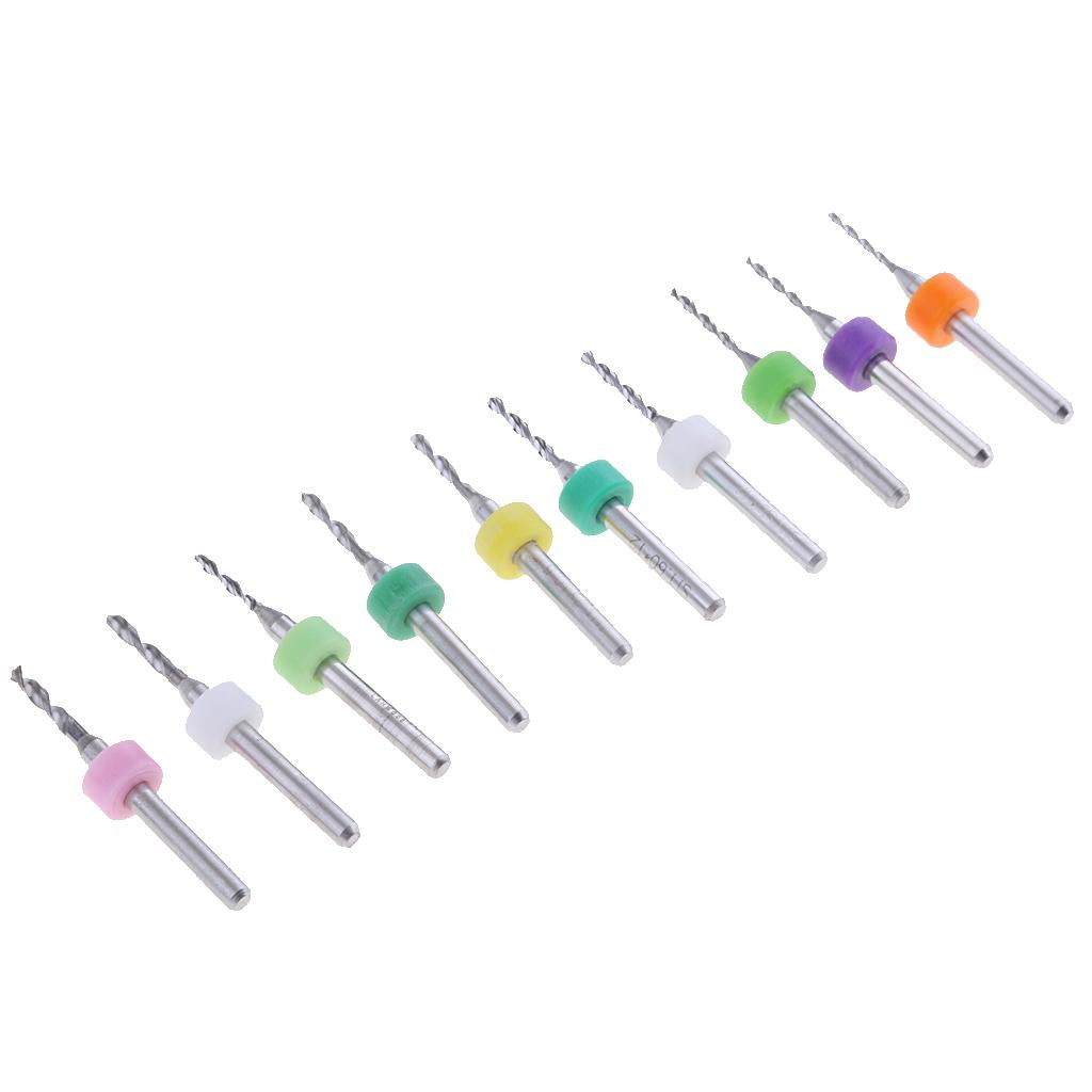 10Pc PCB CNC Print Circuit Board Carbide Micro Drill Bits Set 1.1-2mm DC02
